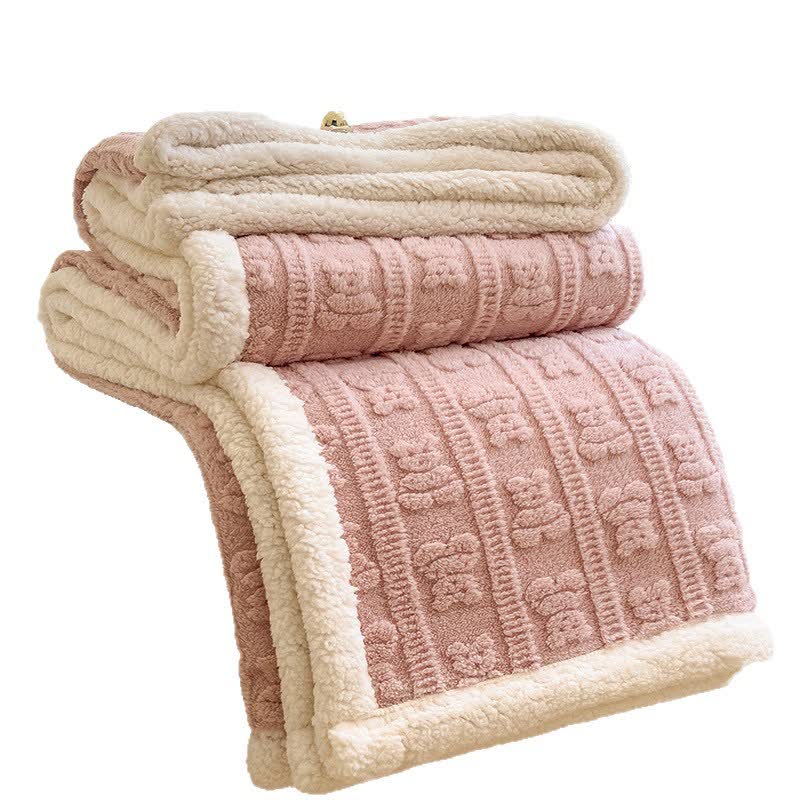 Bear Striped Textured Throw Blanket