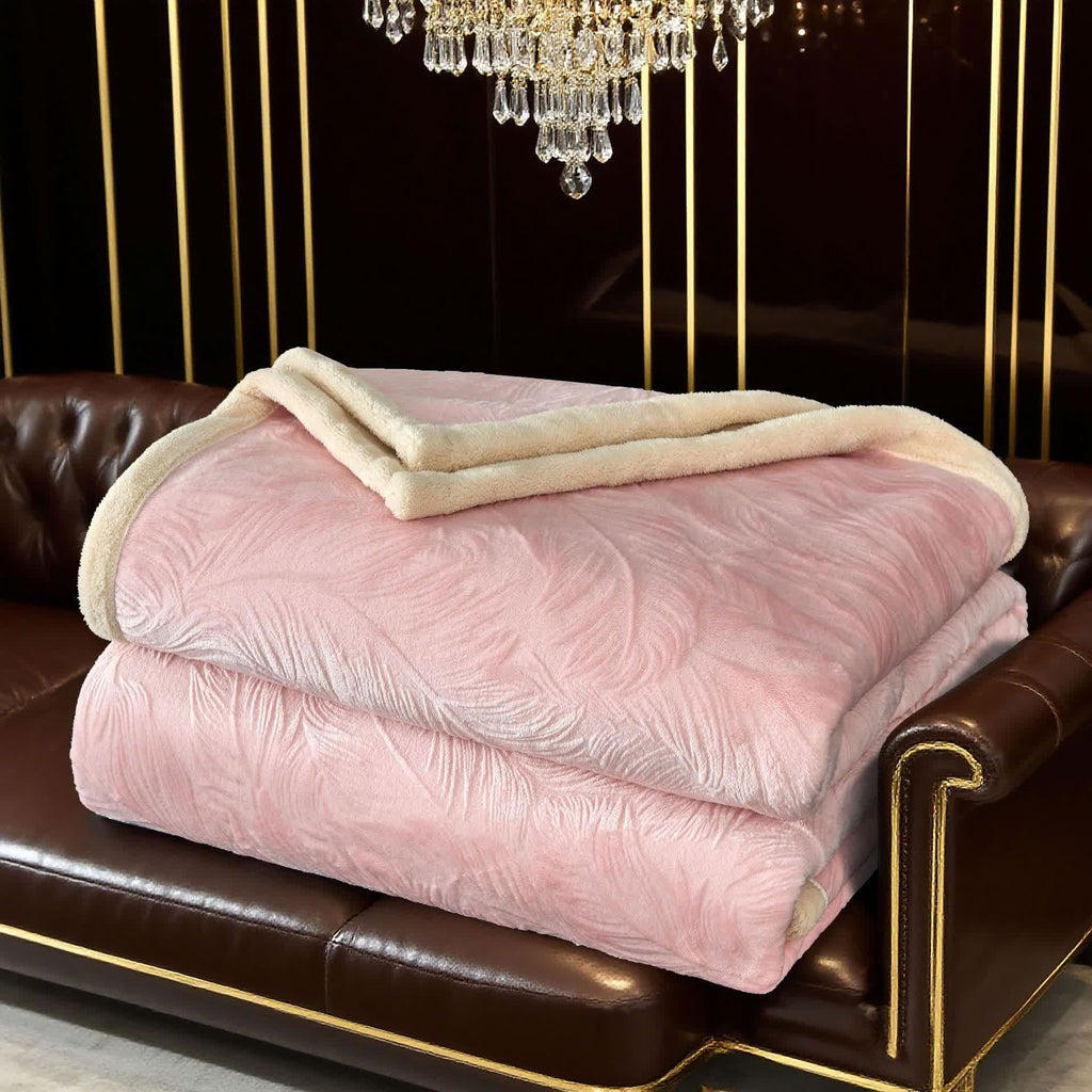 Leaf Textured Warm Throw Blanket