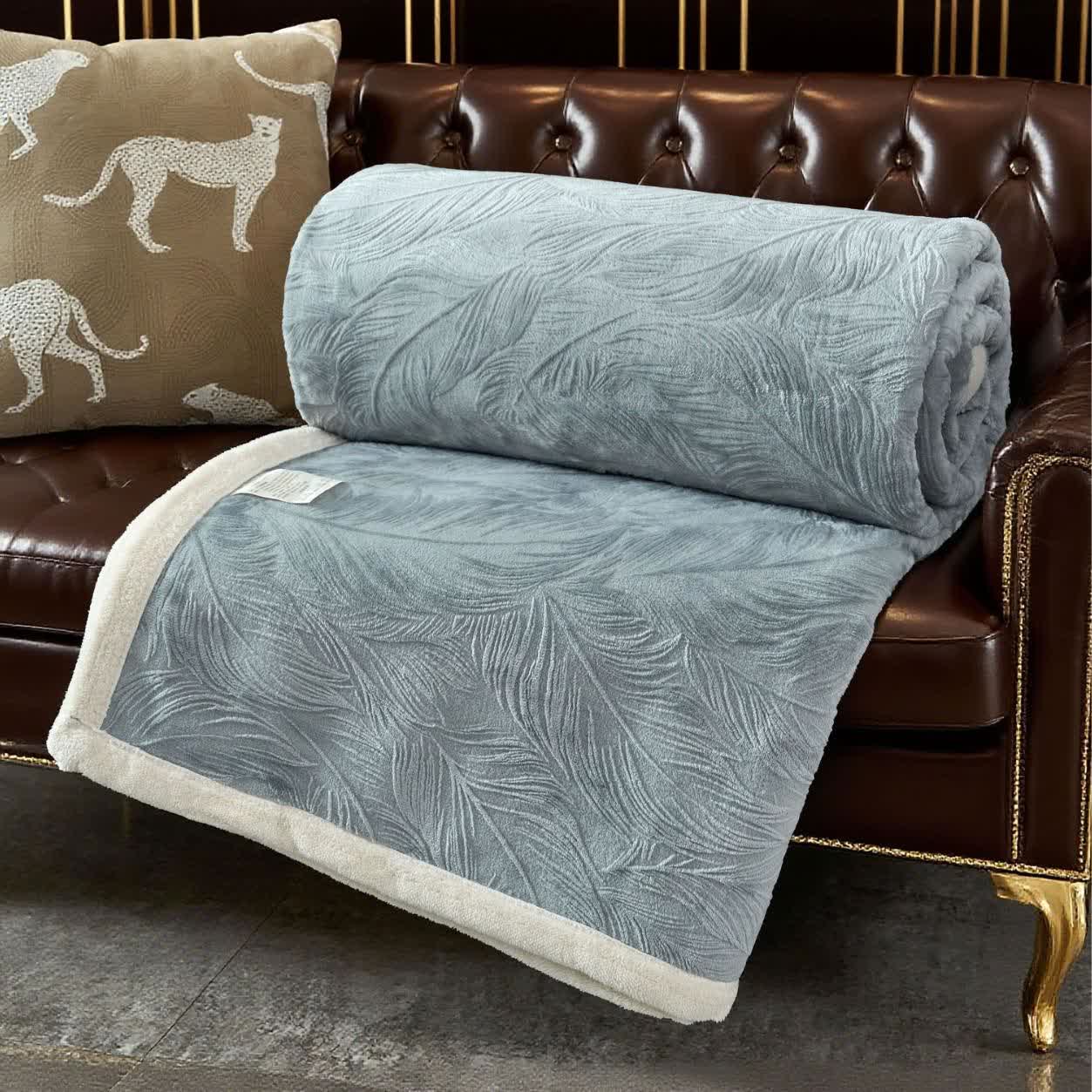 Leaf Textured Warm Throw Blanket