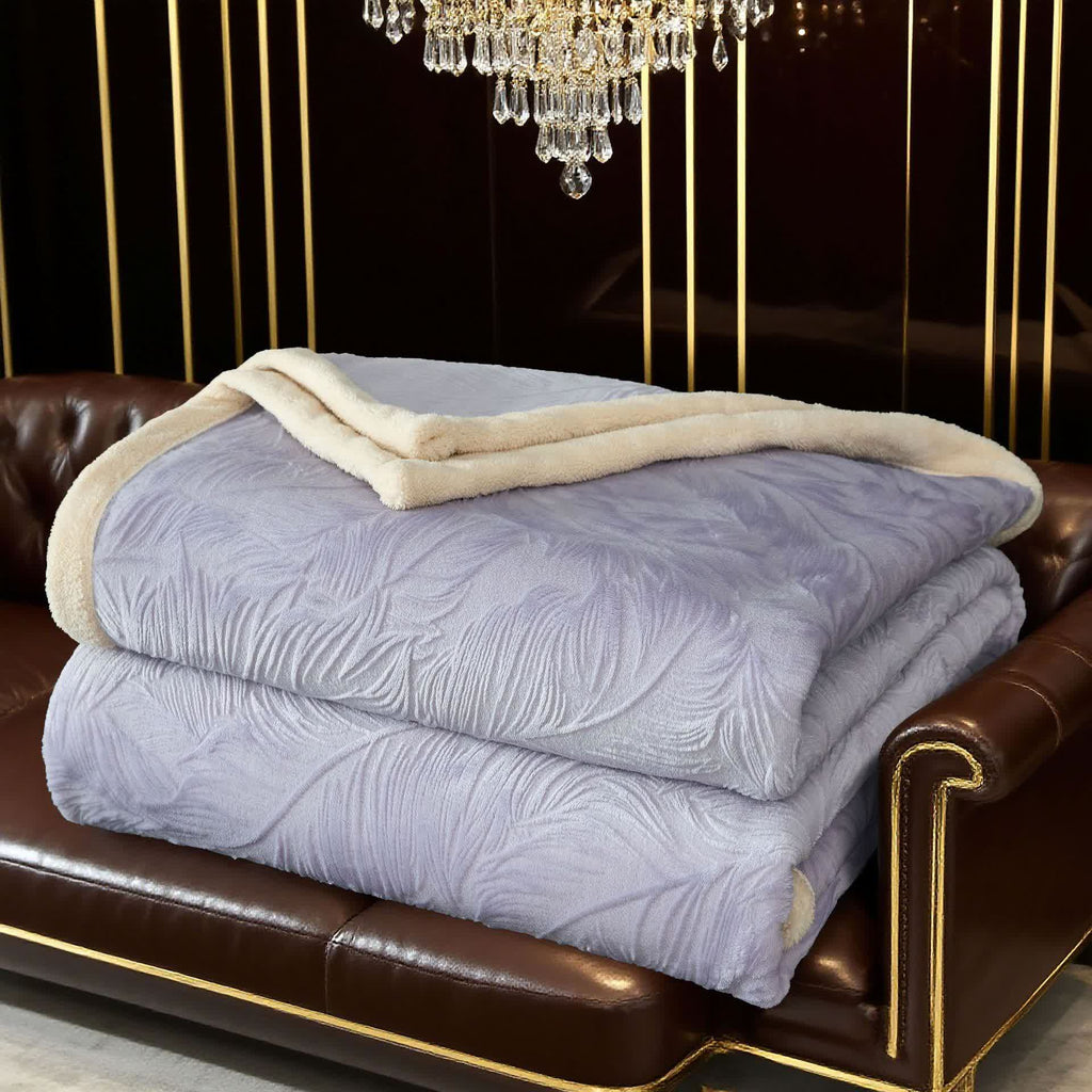 Leaf Textured Warm Throw Blanket