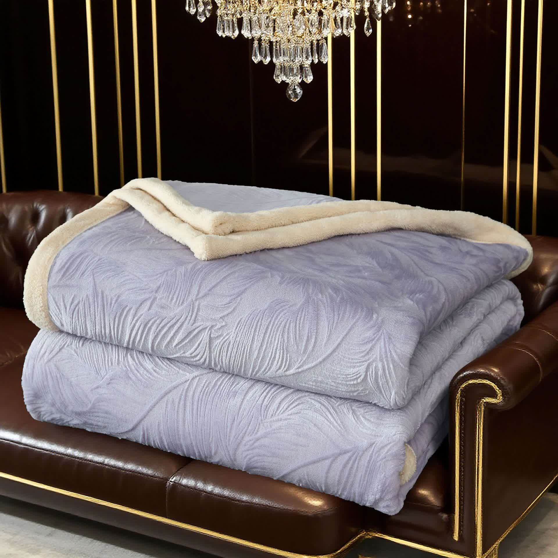 Leaf Textured Warm Throw Blanket