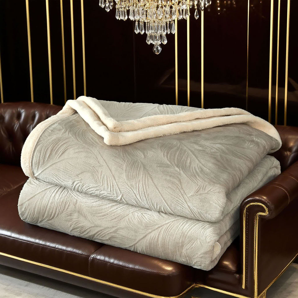 Leaf Textured Warm Throw Blanket