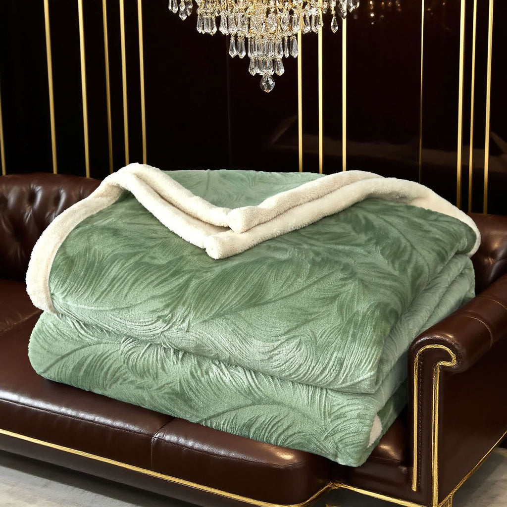 Leaf Textured Warm Throw Blanket