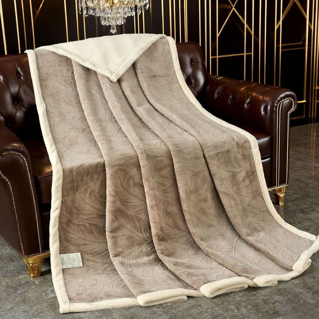 Leaf Textured Warm Throw Blanket