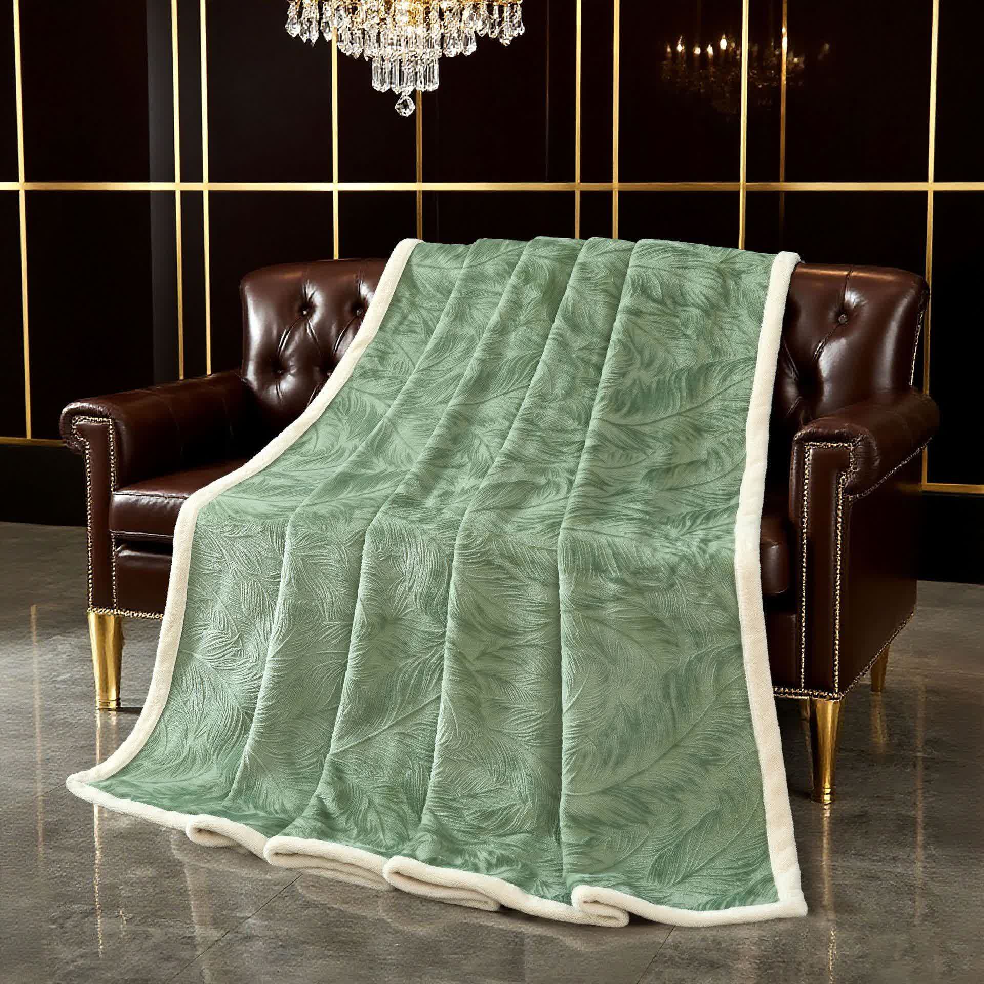 Leaf Textured Warm Throw Blanket