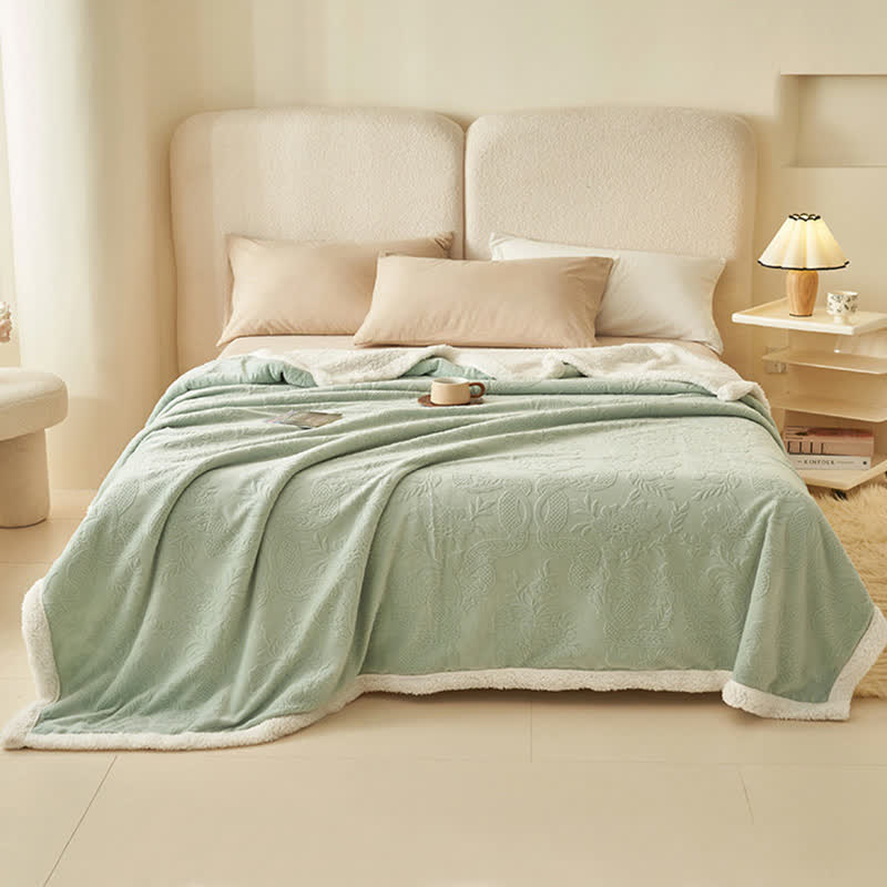 Floral Texture Jacquard Warm Throw Blanket