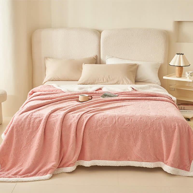 Floral Texture Jacquard Warm Throw Blanket