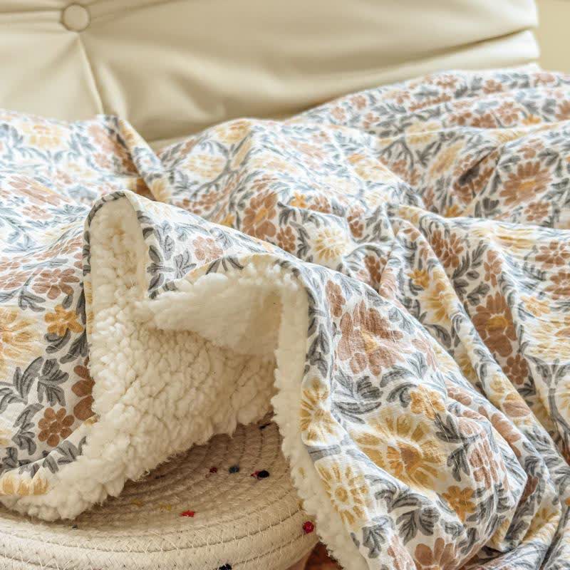 Yellow Flower Reversible Throw Blanket