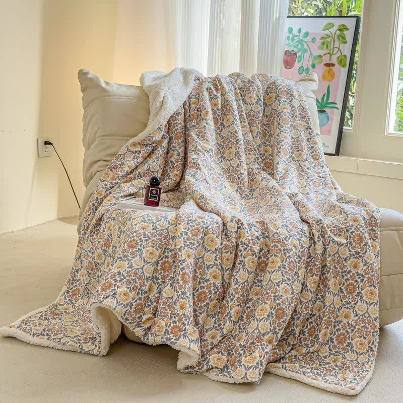 Yellow Flower Reversible Throw Blanket