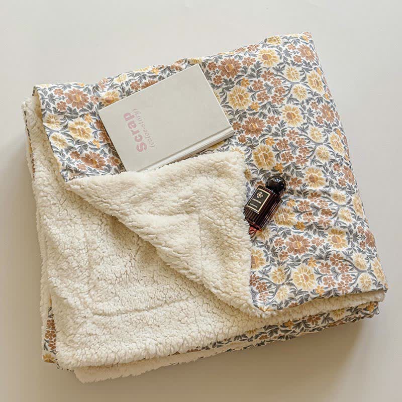 Yellow Flower Reversible Throw Blanket