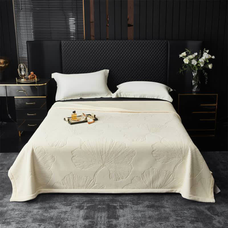Ginkgo Leaf Textured Throw Blanket