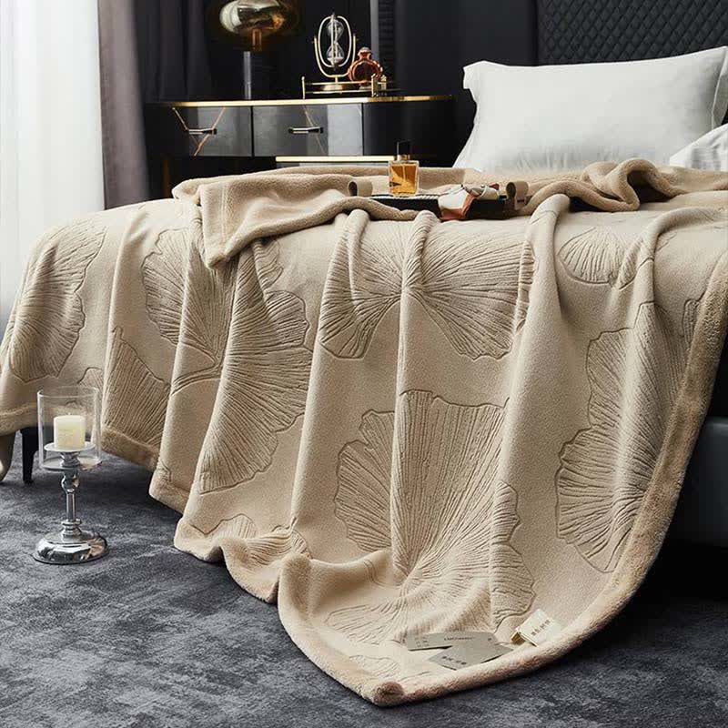 Ginkgo Leaf Textured Throw Blanket