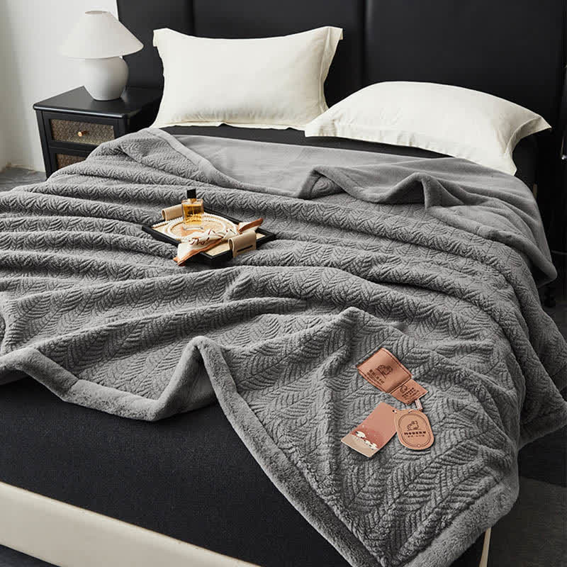 Leaf-inspired Textured Warm Throw Blanket