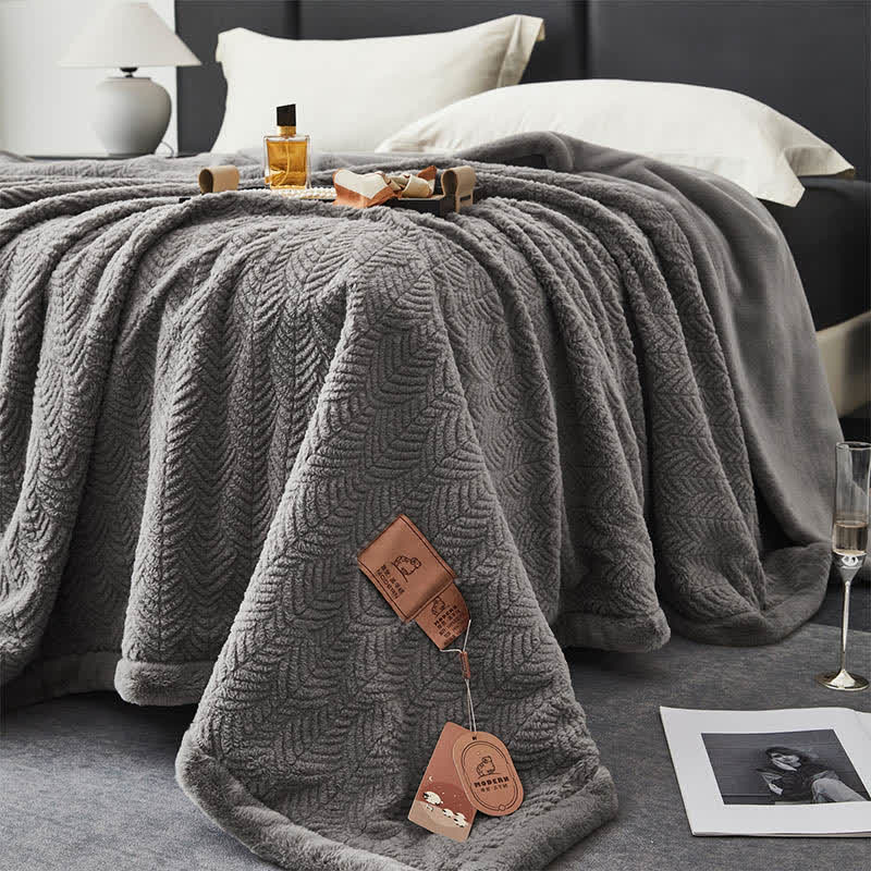 Leaf-inspired Textured Warm Throw Blanket