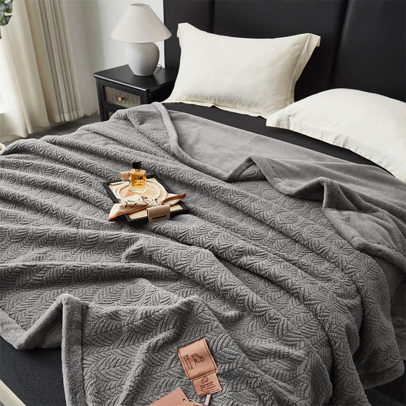 Leaf-inspired Textured Warm Throw Blanket