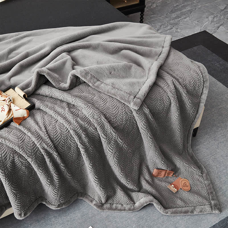 Leaf-inspired Textured Warm Throw Blanket