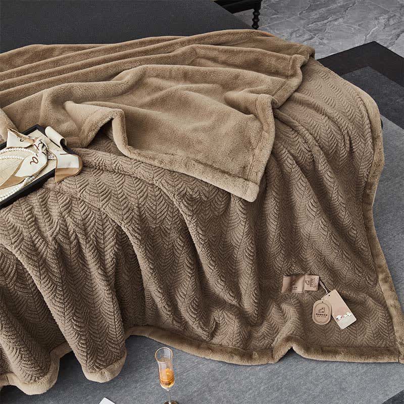 Leaf-inspired Textured Warm Throw Blanket