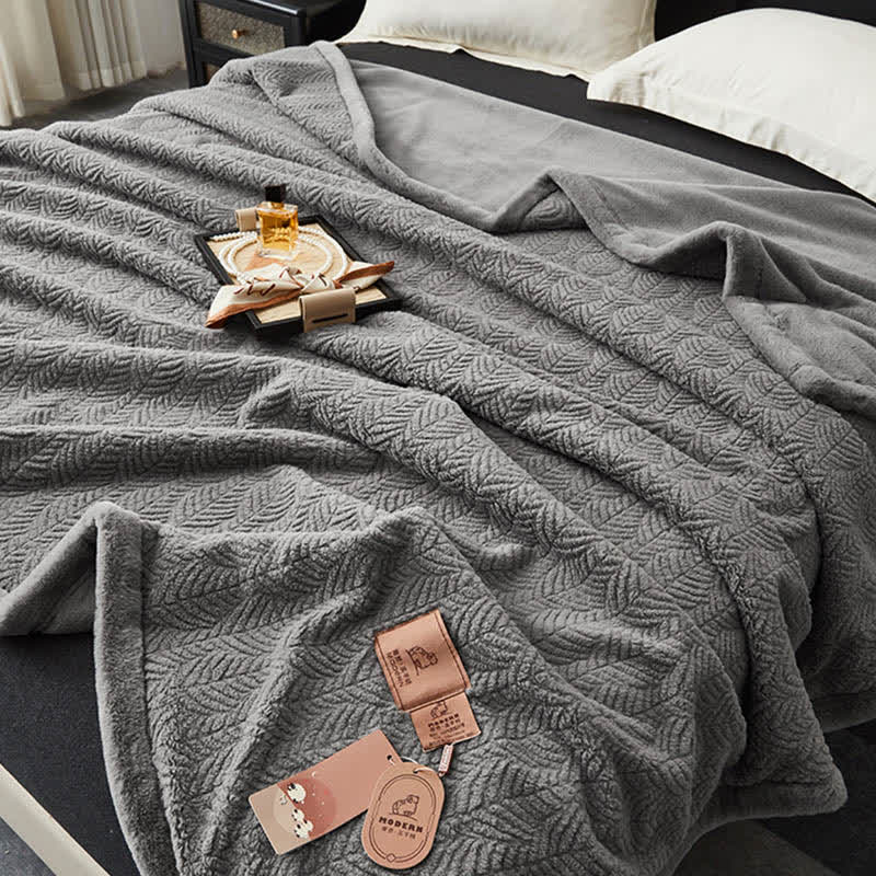 Leaf-inspired Textured Warm Throw Blanket