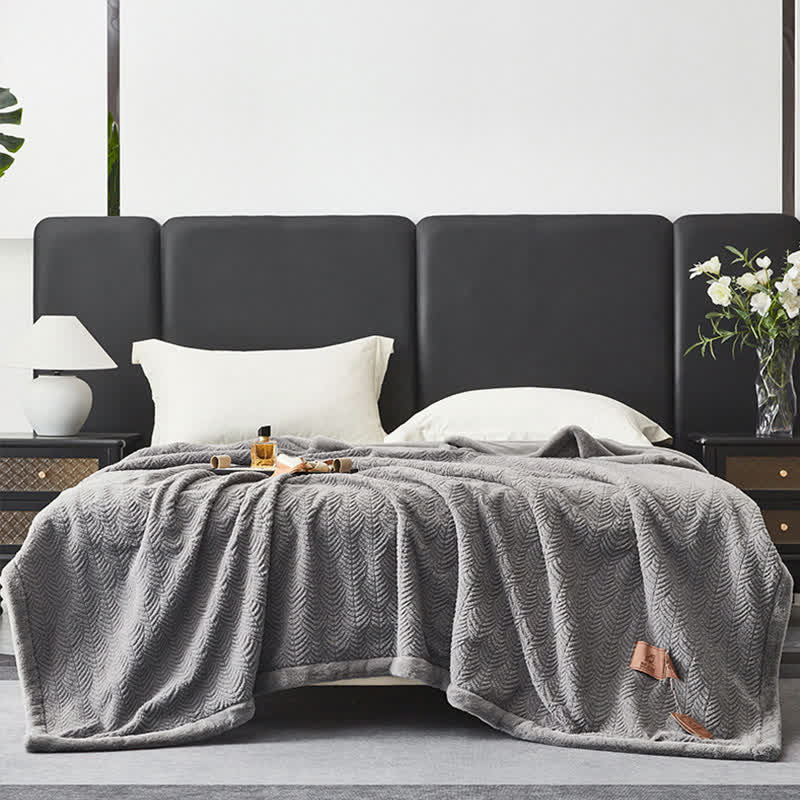 Leaf-inspired Textured Warm Throw Blanket