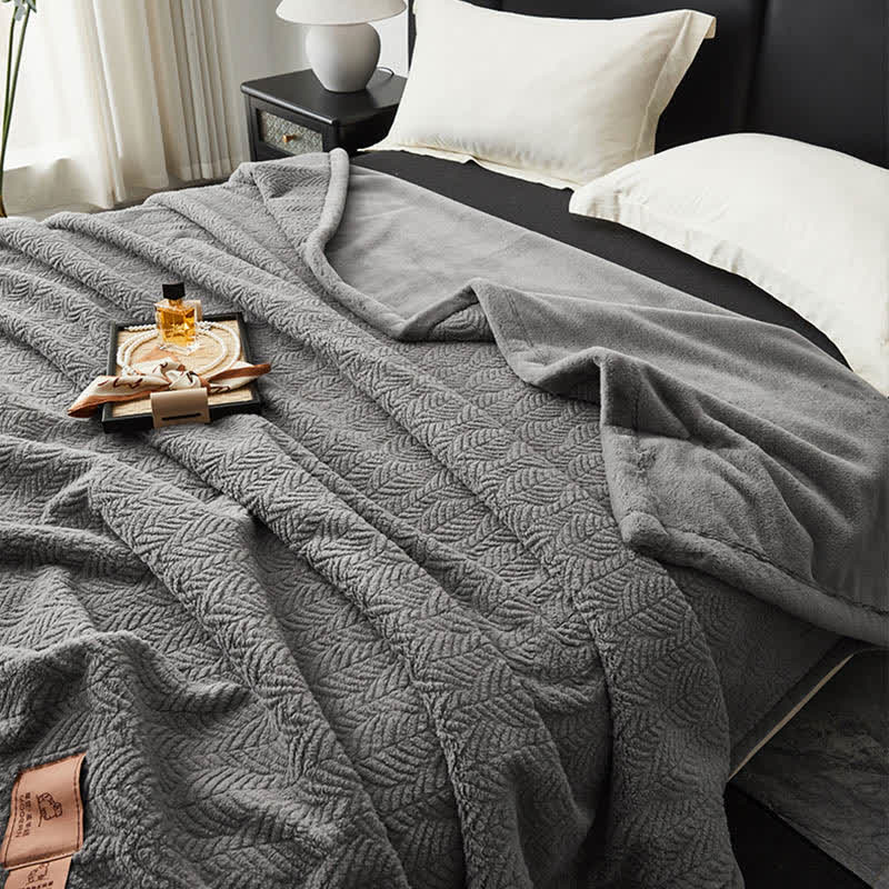 Leaf-inspired Textured Warm Throw Blanket