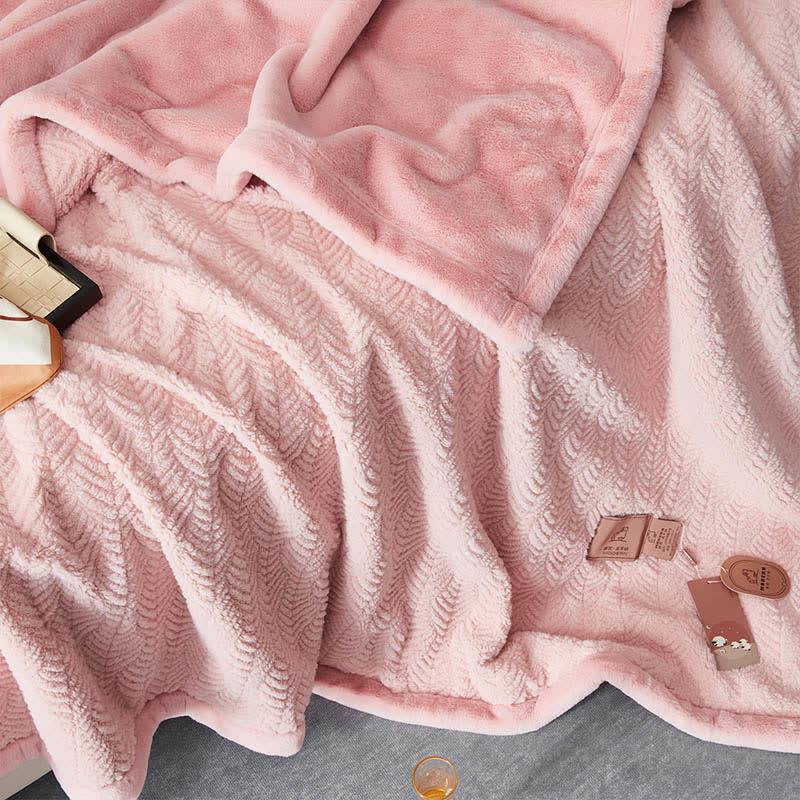 Leaf-inspired Textured Warm Throw Blanket