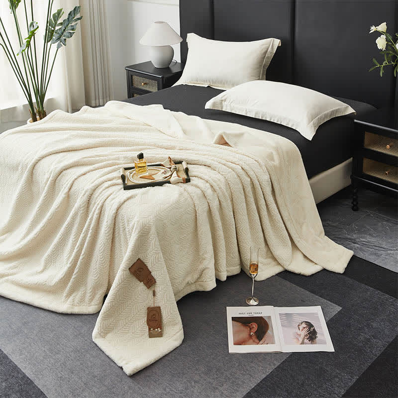 Leaf-inspired Textured Warm Throw Blanket