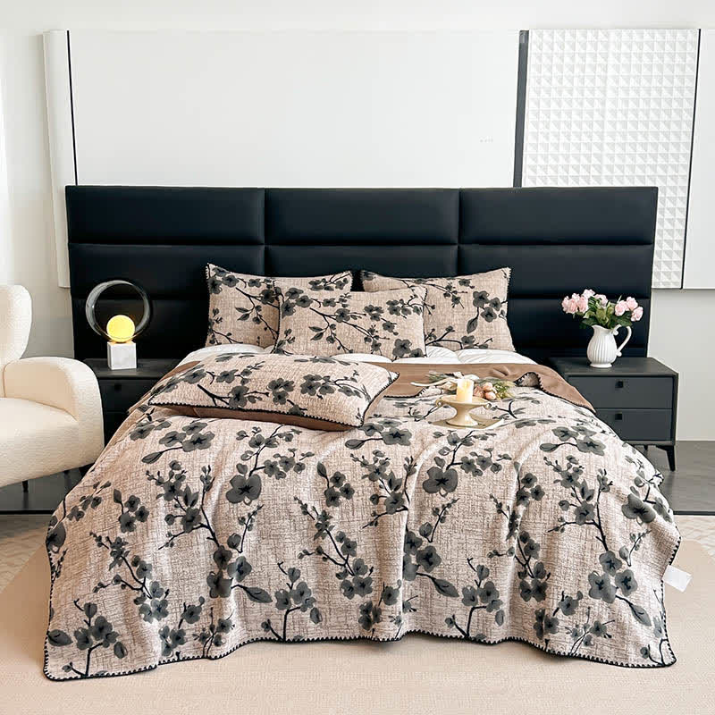 Plum Blossom Jacquard Throw Blanket