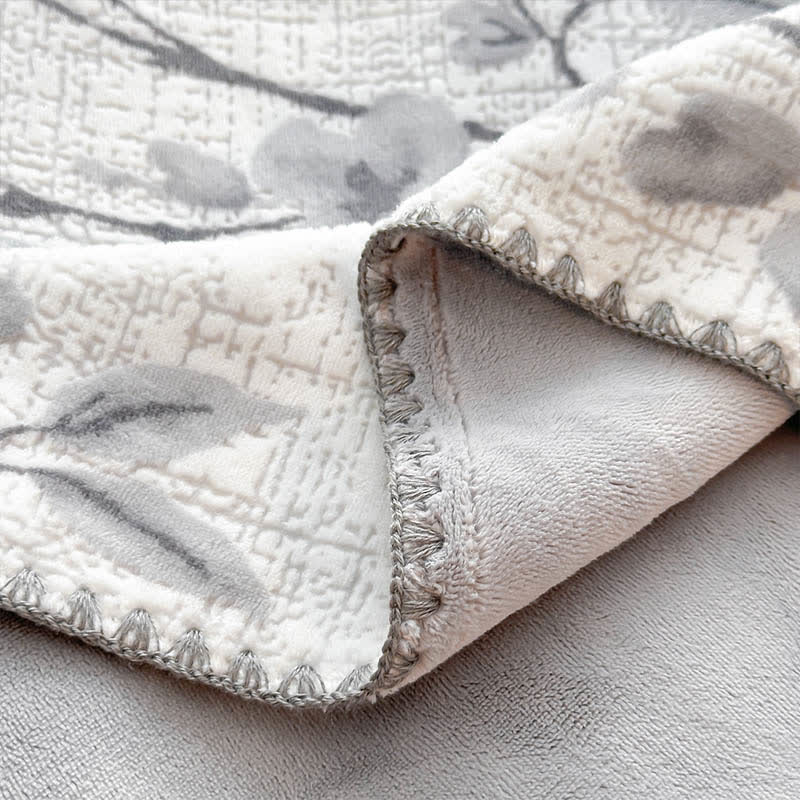 Plum Blossom Jacquard Throw Blanket