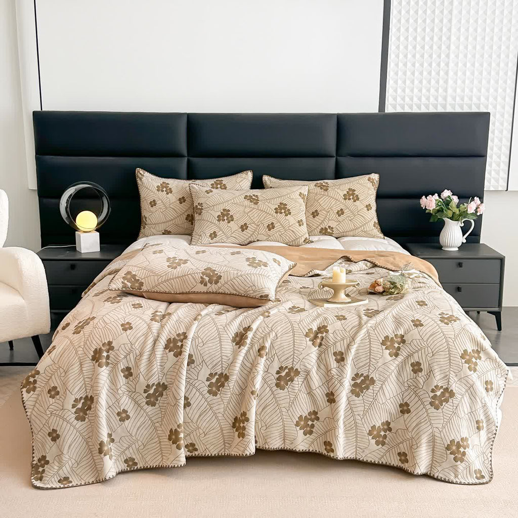 Leaf Floral Jacquard Throw Blanket
