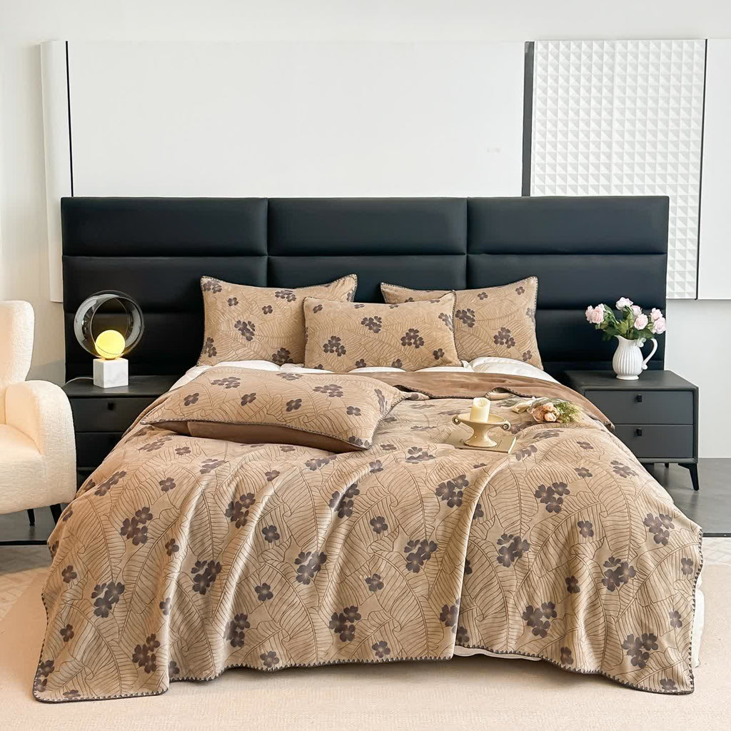 Leaf Floral Jacquard Throw Blanket