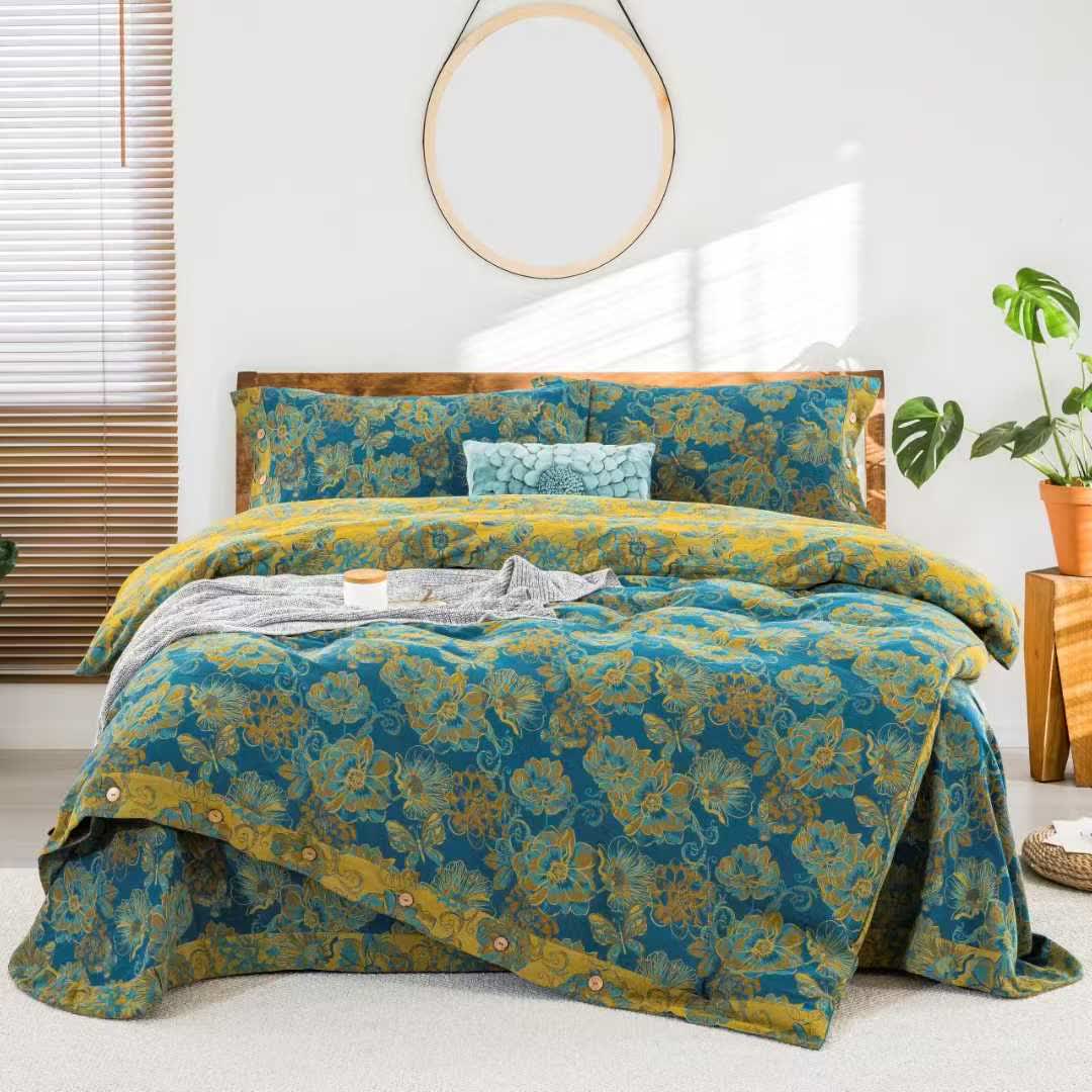 Floral Butterfly Cotton Gauze Bedding Set(4pcs)