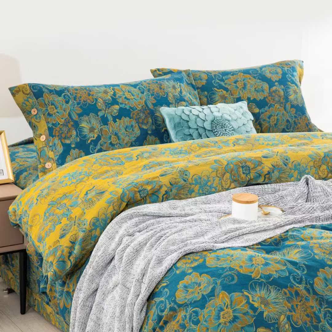 Floral Butterfly Cotton Gauze Bedding Set(4pcs)