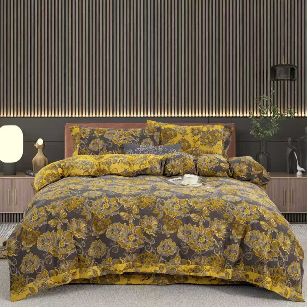 Floral Butterfly Cotton Gauze Bedding Set(4pcs)