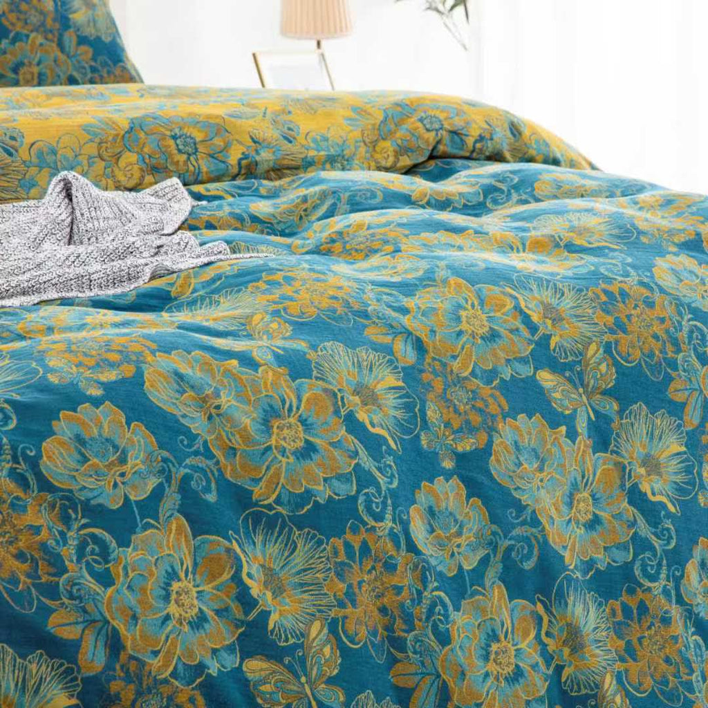 Floral Butterfly Cotton Gauze Bedding Set(4pcs)