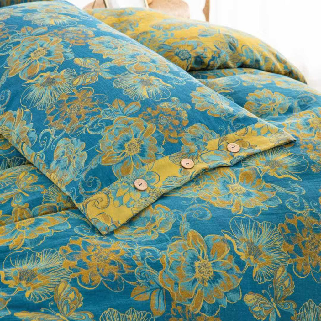Floral Butterfly Cotton Gauze Bedding Set(4pcs)