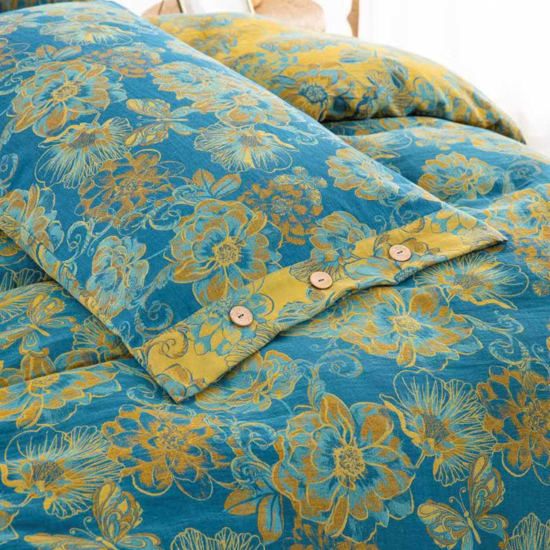 Floral Butterfly Cotton Gauze Bedding Set(4pcs)