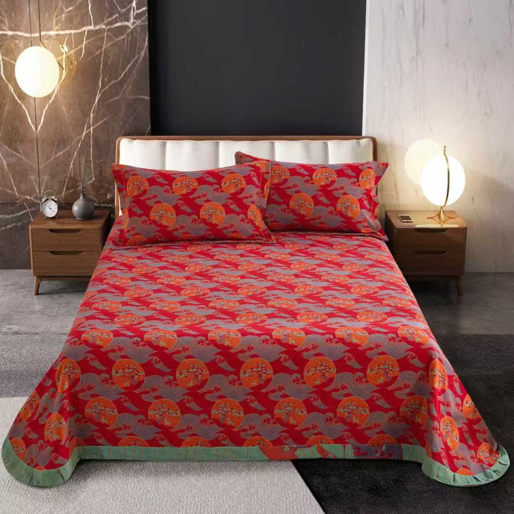 Oriental Sea Moon Cotton Bedding Set(4pcs)