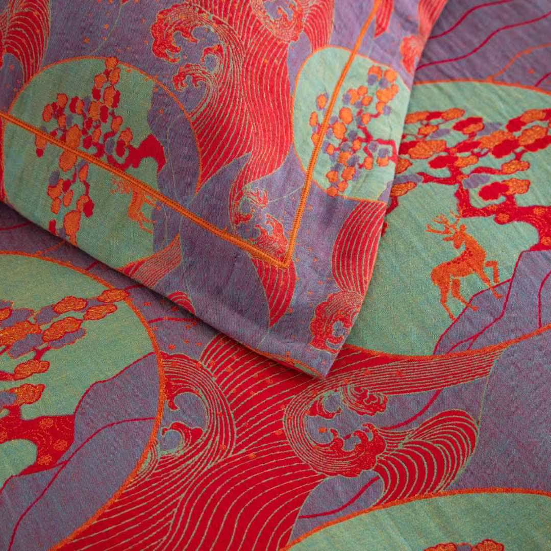 Oriental Sea Moon Cotton Bedding Set(4pcs)