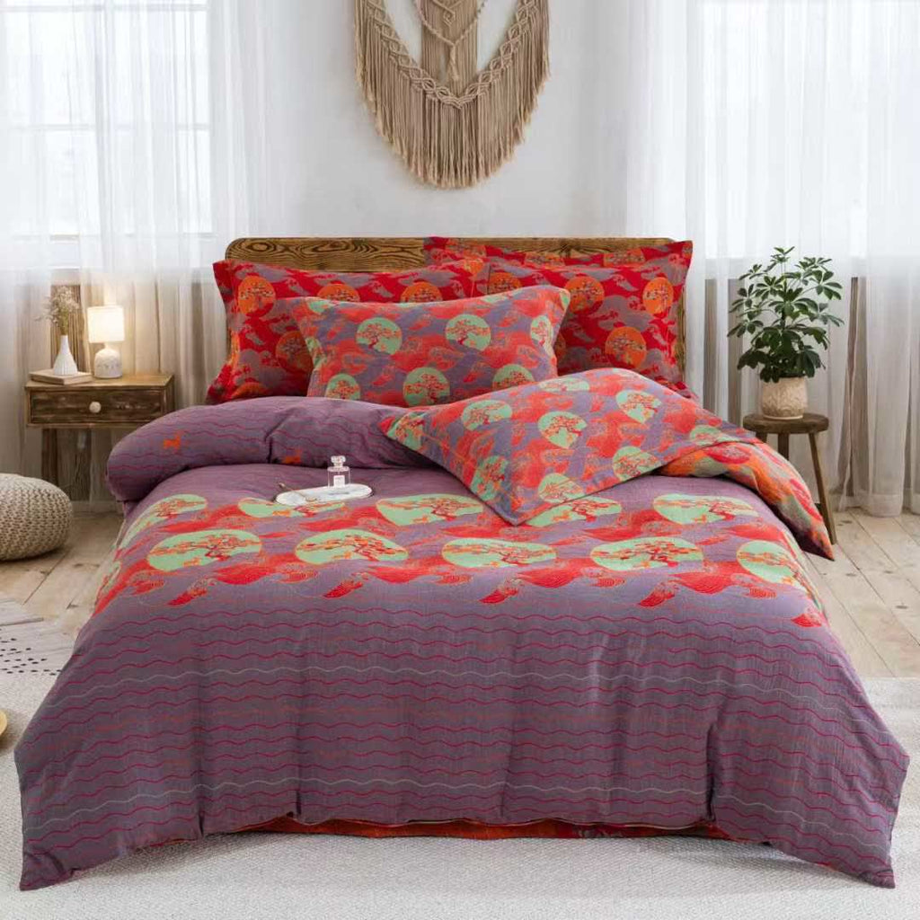 Oriental Sea Moon Cotton Bedding Set(4pcs)