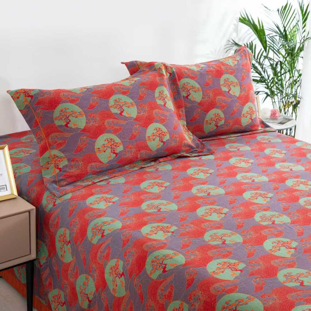 Oriental Sea Moon Cotton Bedding Set(4pcs)