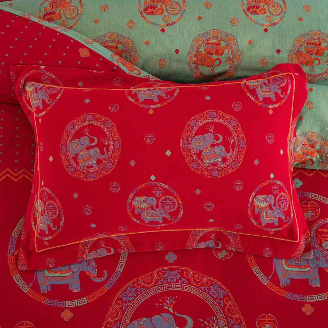 Thai Elephant Cotton Gauze Bedding Set(4pcs)