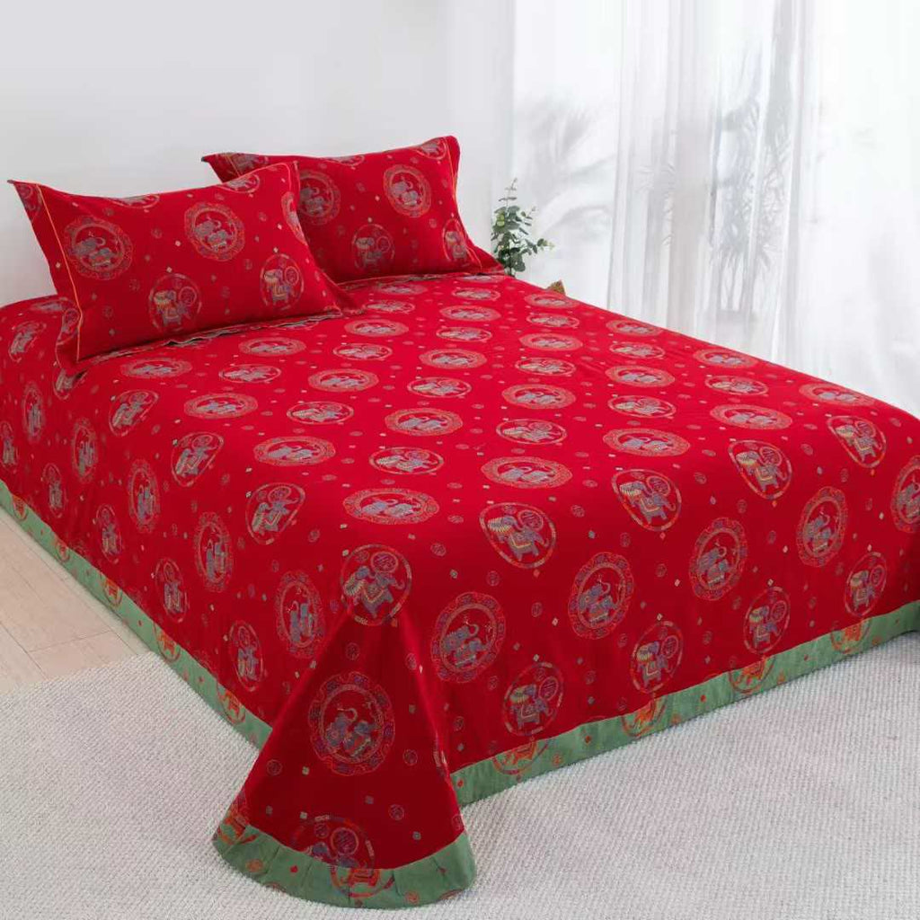 Thai Elephant Cotton Gauze Bedding Set(4pcs)