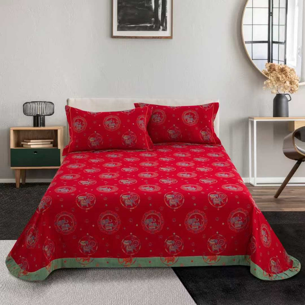 Thai Elephant Cotton Gauze Bedding Set(4pcs)