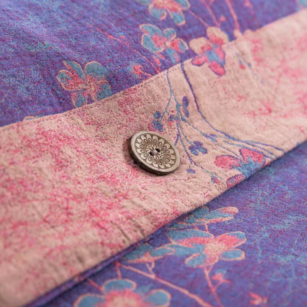 Floral Cotton Gauze Reversible Bedding Set(4pcs)