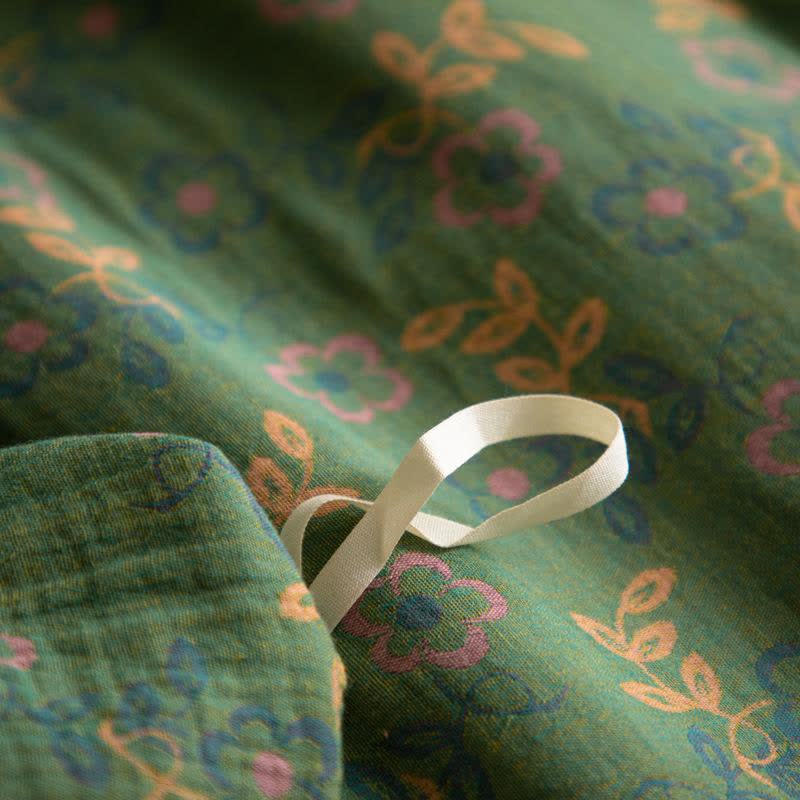 Rustic Floral Cotton Gauze Bedding Set(4pcs)