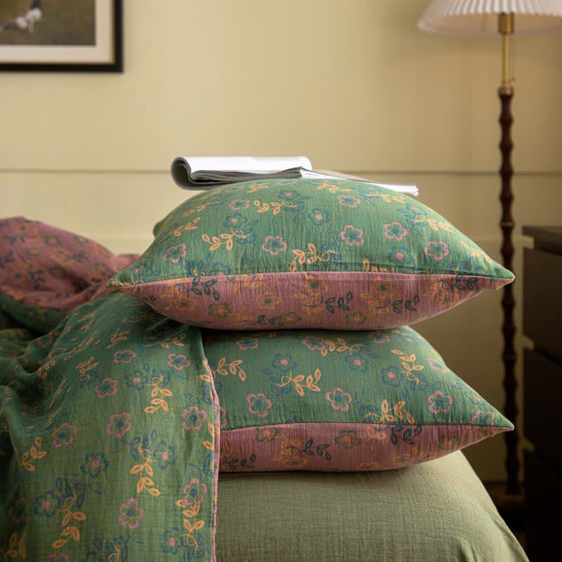 Rustic Floral Cotton Gauze Bedding Set(4pcs)