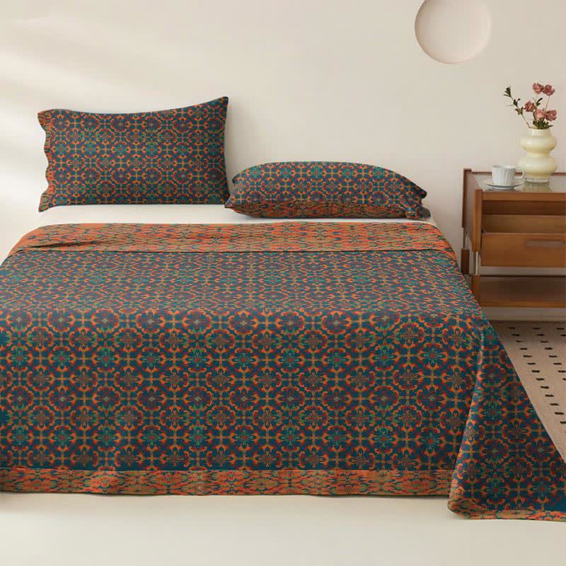 Retro Geometric Pattern Cotton Sheet Bedspread