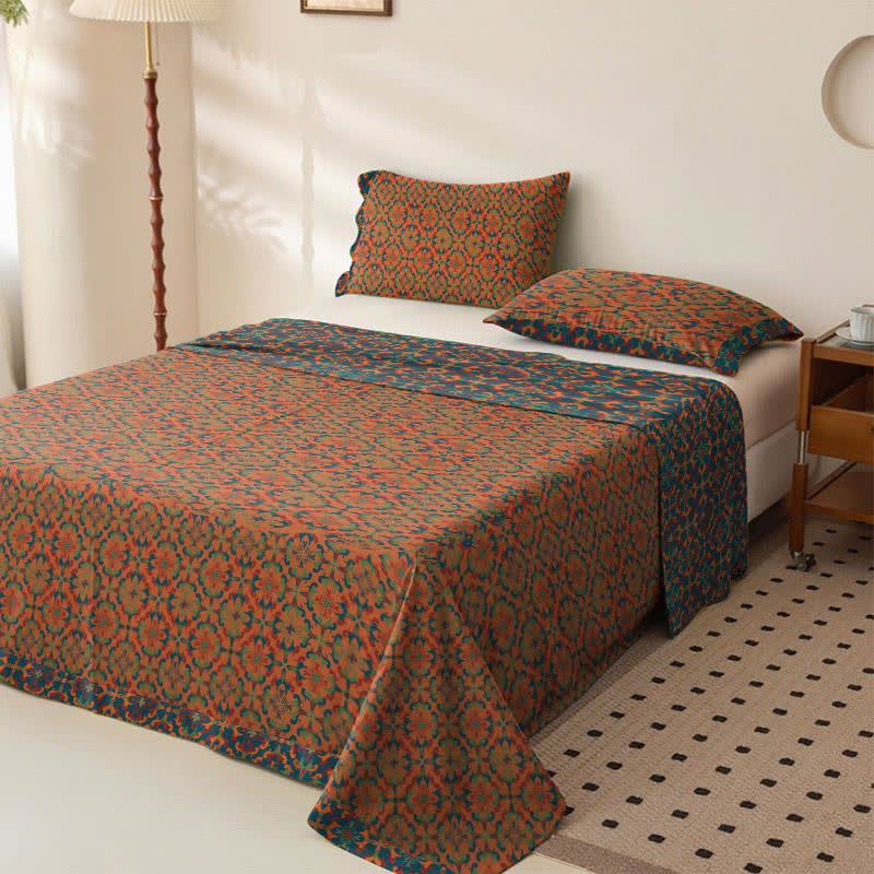 Retro Geometric Pattern Cotton Sheet Bedspread
