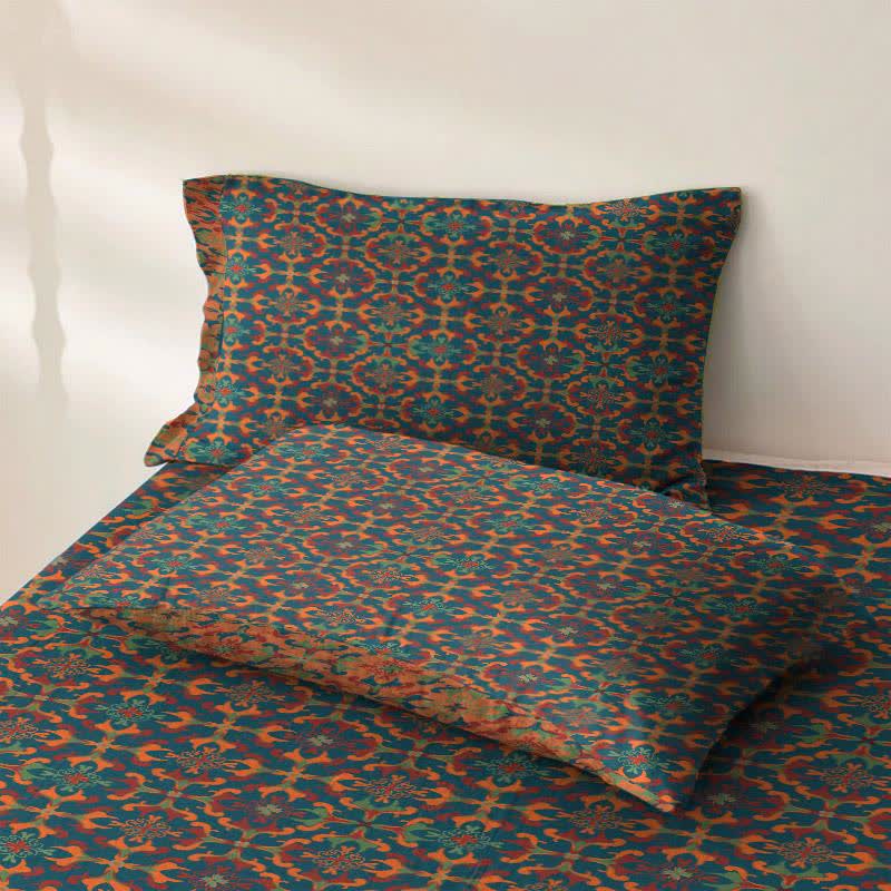 Retro Geometric Pattern Cotton Sheet Bedspread