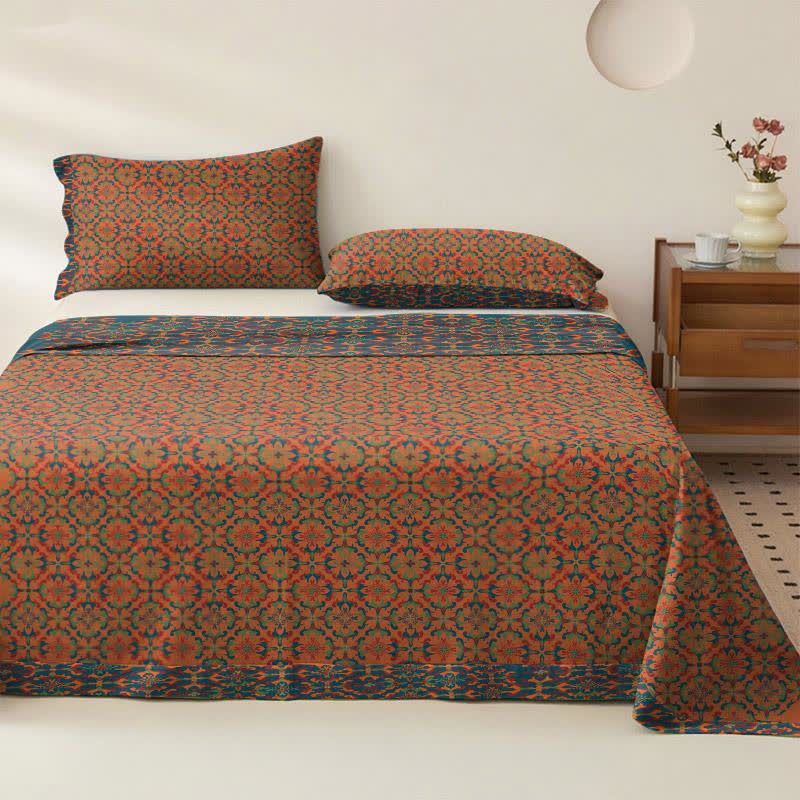 Retro Geometric Pattern Cotton Sheet Bedspread